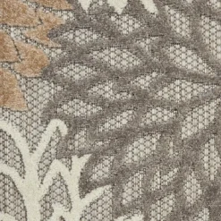 Outdoor Rugs-Kirkland's Home Neutral Floral Burst Outdoor Round Area Rug, 7 Ft. Tan/Gray