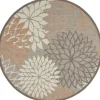 Outdoor Rugs-Kirkland's Home Neutral Floral Burst Outdoor Round Area Rug, 5 Ft. Tan/Gray