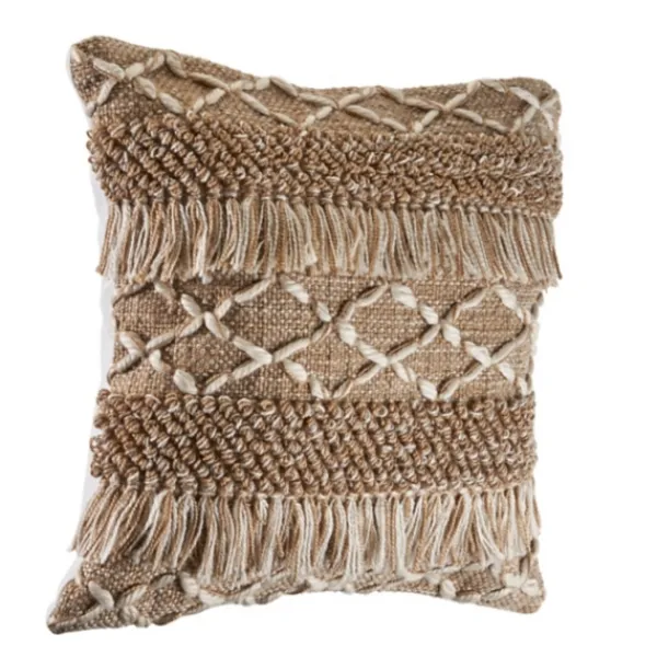 Pillows-Kirkland's Home Neutral Geometric Fringe Accent Pillow Brown
