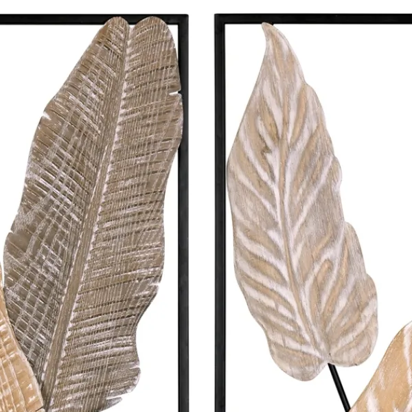 Wall Plaques-Kirkland's Home Neutral Leaves Metal Wall Plaques, Set Of 2 Tan/Black