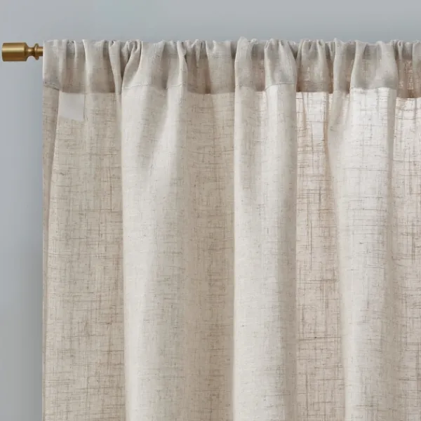 Curtains & Drapes-Kirkland's Home Neutral Linen Blend Curtain Panel Set, 84 In Tan