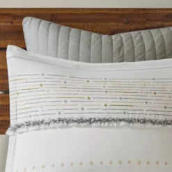 Comforters-Kirkland's Home Neutral Stripe King 3-Pc. Comforter Set Gray/Tan/Ivory