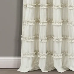 Curtains & Drapes-Kirkland's Home Neutral Vintage Stripe Curtain Panel Set, 95 In. Tan/White