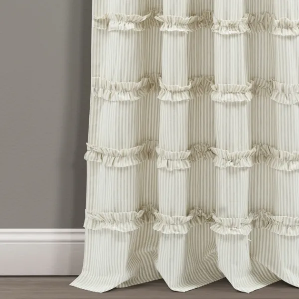 Curtains & Drapes-Kirkland's Home Neutral Vintage Stripe Curtain Panel Set, 95 In. Tan/White