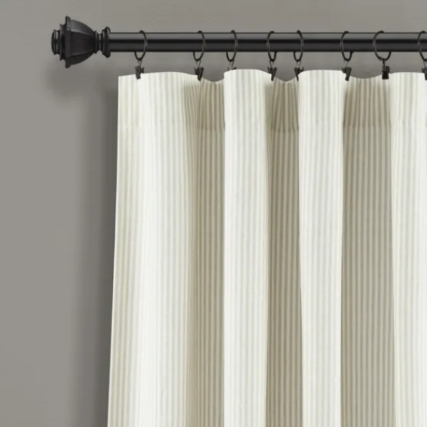 Curtains & Drapes-Kirkland's Home Neutral Vintage Stripe Curtain Panel Set, 84 In. Tan/White