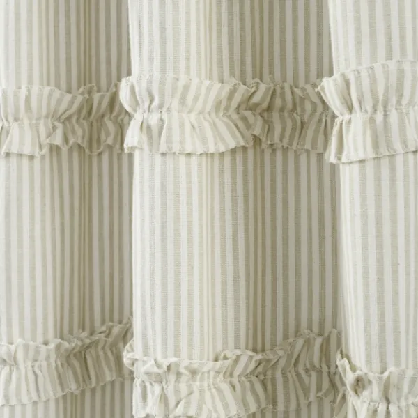 Curtains & Drapes-Kirkland's Home Neutral Vintage Stripe Curtain Panel Set, 84 In. Tan/White
