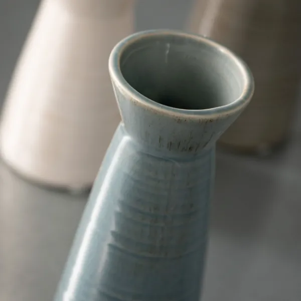 Vases-Kirkland's Home Neutral Wide Mouth Vases, Set Of 3 Gray/Blue/White