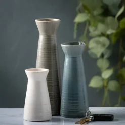 Vases-Kirkland's Home Neutral Wide Mouth Vases, Set Of 3 Gray/Blue/White