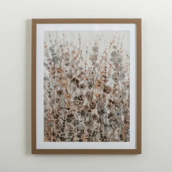Framed Art-Kirkland's Home Neutral Wildflowers I Framed Art Print Gray/White/Brown