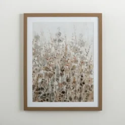 Framed Art-Kirkland's Home Neutral Wildflowers Ii Framed Art Print Gray/Brown