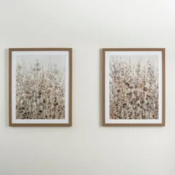 Framed Art-Kirkland's Home Neutral Wildflowers Ii Framed Art Print Gray/Brown