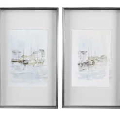 Framed Art-Kirkland's Home New England Port Framed Art Prints, Set Of 2 White/Gray
