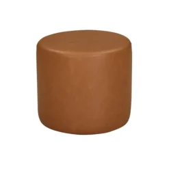 Benches & Ottomans-Kirkland's Home Newton Carmel Faux Leather Cylinder Ottoman Brown
