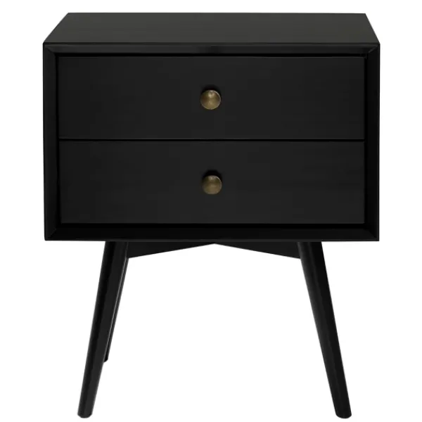Nightstands-Kirkland's Home Nightshade Mid Century Wooden Nightstand Black
