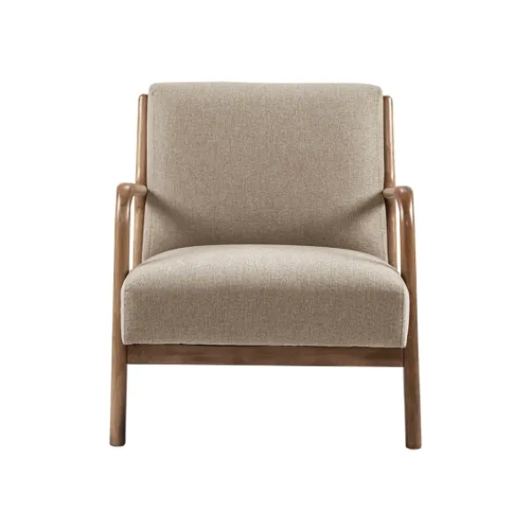 Accent Chairs-Kirkland's Home Nolan Cream Mid-Century Accent Chair Tan