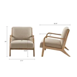 Accent Chairs-Kirkland's Home Nolan Cream Mid-Century Accent Chair Tan