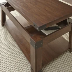 Coffee Tables-Kirkland's Home Nolan Lift Top Wood And Metal Accents Coffee Table