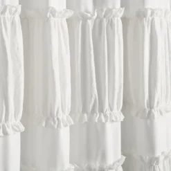 Curtains & Drapes-Kirkland's Home Norah Ruffle Curtain Panel Set, 84 In. White