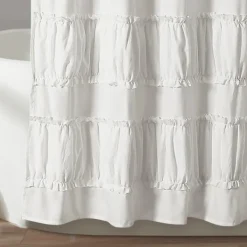 Shower Curtains-Kirkland's Home Norah Ruffle Shower Curtain White