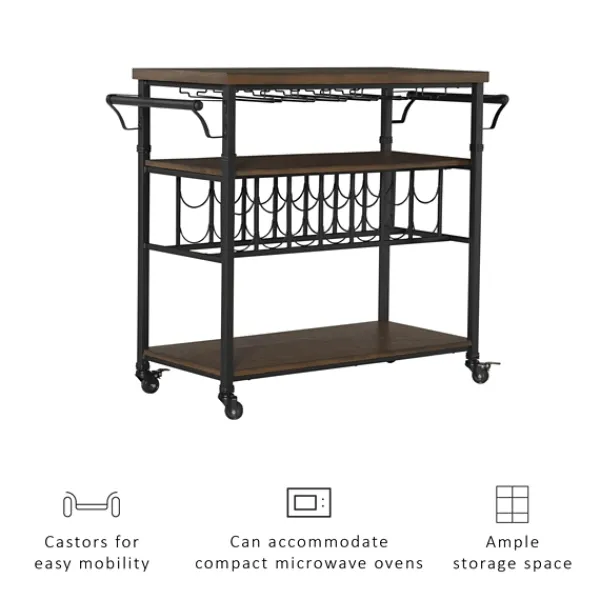 Kitchen Islands & Bar Carts-Kirkland's Home Norcross Industrial Rolling Bar Cart