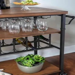 Kitchen Islands & Bar Carts-Kirkland's Home Norcross Industrial Rolling Bar Cart