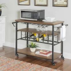 Kitchen Islands & Bar Carts-Kirkland's Home Norcross Industrial Rolling Bar Cart