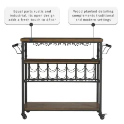 Kitchen Islands & Bar Carts-Kirkland's Home Norcross Industrial Rolling Bar Cart