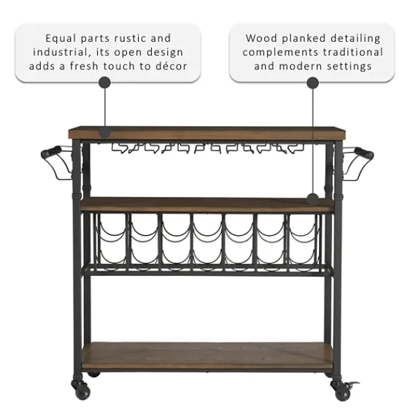 Kitchen Islands & Bar Carts-Kirkland's Home Norcross Industrial Rolling Bar Cart