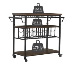 Kitchen Islands & Bar Carts-Kirkland's Home Norcross Industrial Rolling Bar Cart