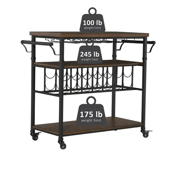 Kitchen Islands & Bar Carts-Kirkland's Home Norcross Industrial Rolling Bar Cart