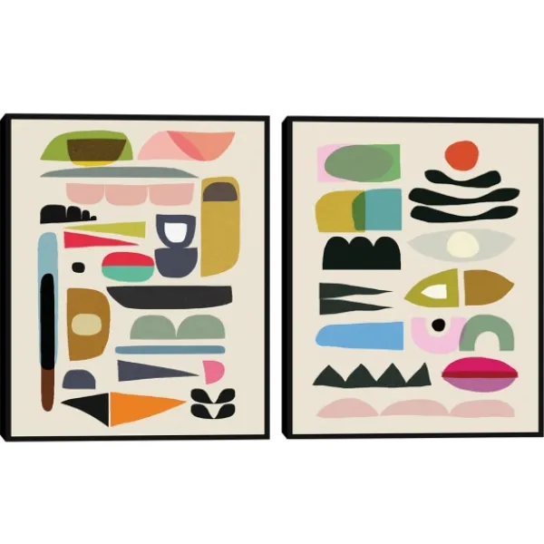 Framed Art-Kirkland's Home Nordic Glam Framed Canvas Art Prints, Set Of 2 Ivory/Multi