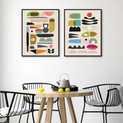 Framed Art-Kirkland's Home Nordic Glam Framed Canvas Art Prints, Set Of 2 Ivory/Multi