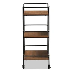 Kitchen Islands & Bar Carts-Kirkland's Home Norris Walnut 3-Tier Mobile Bar Cart