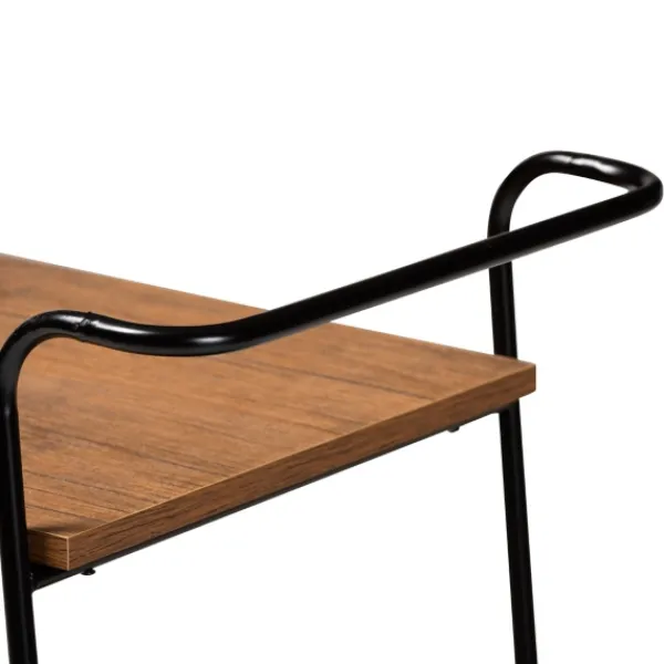 Kitchen Islands & Bar Carts-Kirkland's Home Norris Walnut 3-Tier Mobile Bar Cart