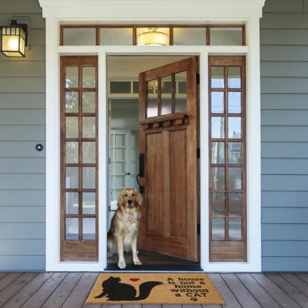 Doormats-Kirkland's Home Not Home Without A Cat Coir Doormat Tan/Black
