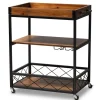 Kitchen Islands & Bar Carts-Kirkland's Home Oak And Black Metal Bar Cart With Stemware Rack