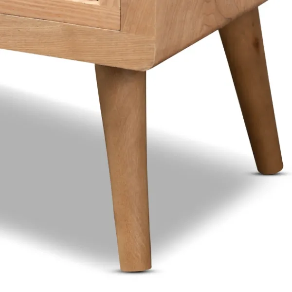 Dressers & Chests-Kirkland's Home Oak And Rattan 4-Drawer Chest