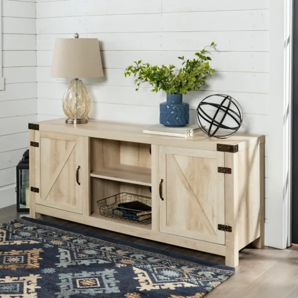 Tv Stands & Media Consoles-Kirkland's Home Oak Barn Doors Tv Stand White