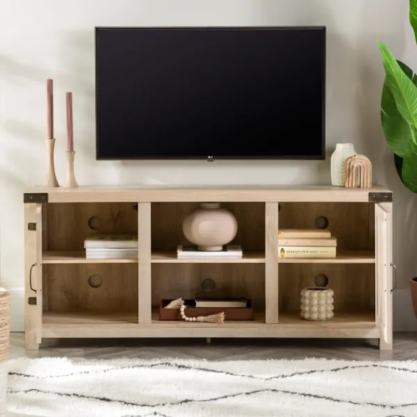 Tv Stands & Media Consoles-Kirkland's Home Oak Barn Doors Tv Stand White