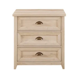Dressers & Chests-Kirkland's Home Oak Bronze Cupped Handle Nightstand White