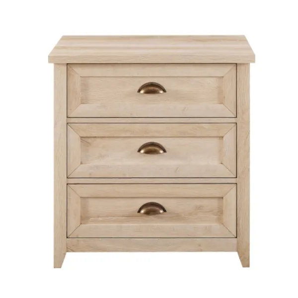 Dressers & Chests-Kirkland's Home Oak Bronze Cupped Handle Nightstand White
