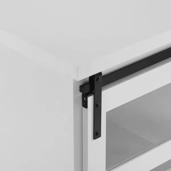 Accent & End Tables-Kirkland's Home Oak Sliding Door Cabinet White