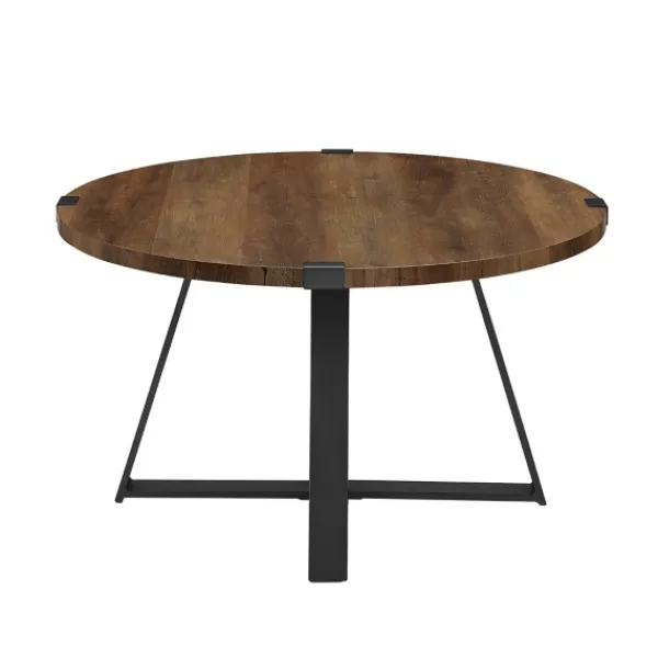Coffee Tables-Kirkland's Home Oak Urban Rustic Round Coffee Table Brown