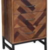 Nightstands-Kirkland's Home Oak Wood Chevron 3-Drawer Nightstand Brown