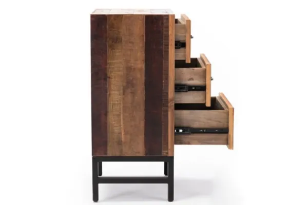 Nightstands-Kirkland's Home Oak Wood Chevron 3-Drawer Nightstand Brown