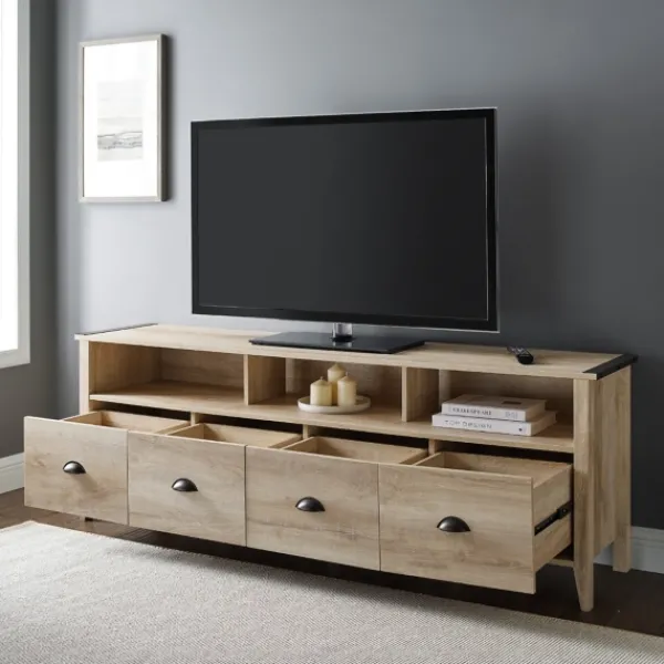 Tv Stands & Media Consoles-Kirkland's Home Oak Wood Tv Console White