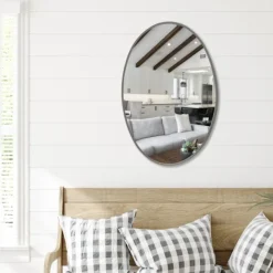 Decorative Mirrors-Kirkland's Home Oakland Oval Wall Mirror Silver