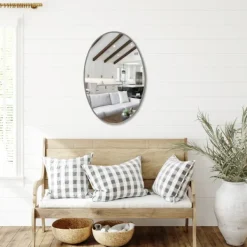 Decorative Mirrors-Kirkland's Home Oakland Oval Wall Mirror Silver