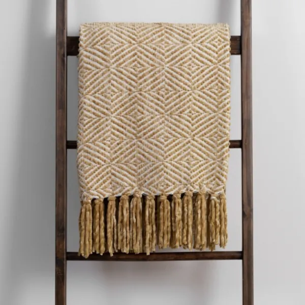 Blankets & Throws-Kirkland's Home Oat Diamond Chenille Throw Tan