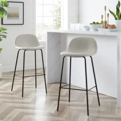 Bar Stools & Counter Height Stools-Kirkland's Home Oatmeal Slope Back 2-Pc. Barstool Set White